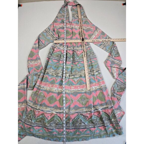 Vintage Chicos 100% Cotton Size 1 Medium Western Halter Sundress Maxi Dress - Picture 2 of 3